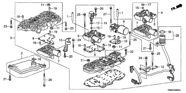 2011 Honda Insight Body Assembly, Main Valve Diagram for 27000-RBL-000