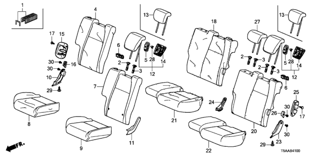 2019 Honda Fit Pad, L. RR. Seat Cushion Diagram for 82537-T5R-A31