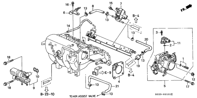 2000 Honda Civic Valve Assembly, Electronic Air Control Diagram for 36450-P2J-J01