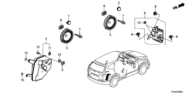 2020 Honda CR-V Hybrid Speaker Assembly, Tweeter (Normal) (Foster) Diagram for 39120-TV0-E11