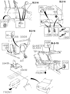 1995 Honda Passport Wiring Harness Clips (Door - Roof) Diagram