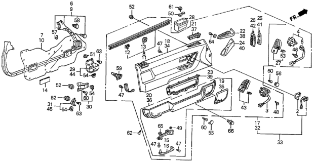 1990 Honda Prelude Front Door Lining (2.05 SI) Diagram
