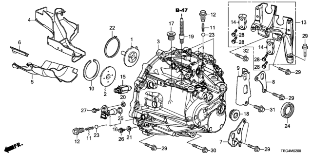 2016 Honda Civic MT Transmission Case Diagram