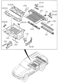 2002 Honda Passport Bolster, Lug Floor Diagram for 8-97236-624-0