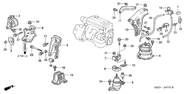1999 Honda Accord Engine Mounts (L4) Diagram
