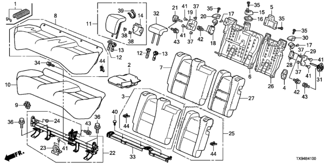 2014 Honda Fit EV Rear Seat Diagram