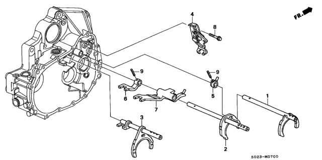 1996 Honda Civic MT Shift Fork (SOHC) Diagram