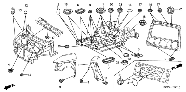 2006 Honda Element Grommet (Bulkhead/Floor/Tailgate) Diagram