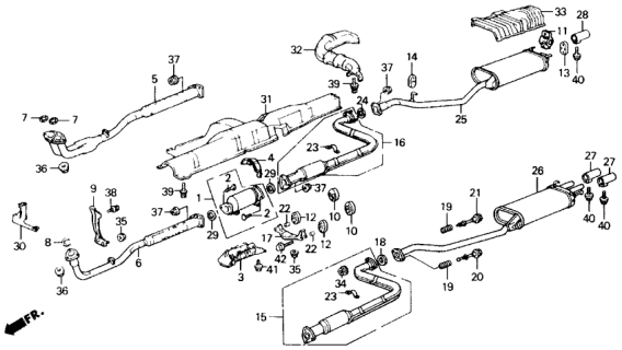 1989 Honda Accord Muffler, Exhuast Diagram for 18307-SE3-A01