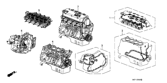 1990 Honda CRX Engine Assy., Bare (D15B2-033) Diagram for 10001-PM5-A44