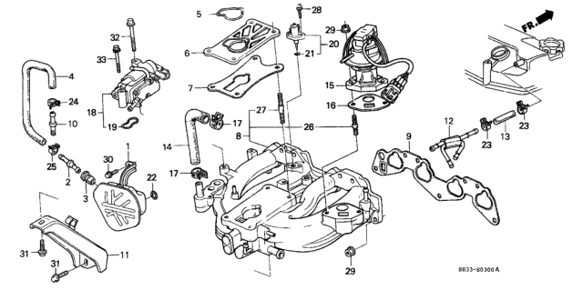 1991 Honda Civic Stay, In. Manifold Diagram for 17132-PM5-A00
