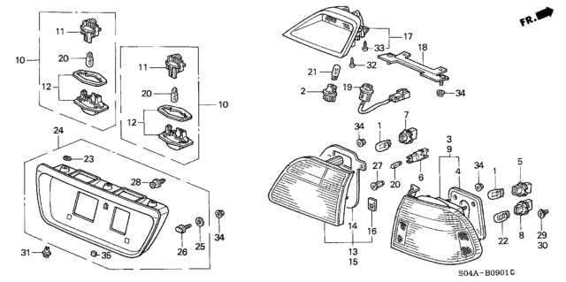 1999 Honda Civic Gasket, Base Diagram for 34154-S04-A51