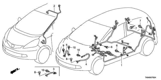 2011 Honda Fit Wire, Interior Diagram for 32155-TK6-A11