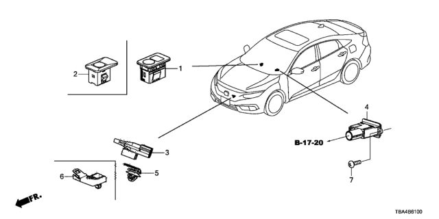 2016 Honda Civic Sensor Assy,Auto Diagram for 39860-TBA-A01