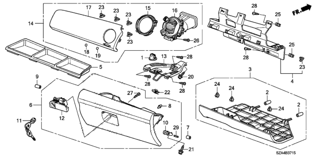 2013 Honda Pilot Instrument Panel Garnish (Passenger Side) Diagram