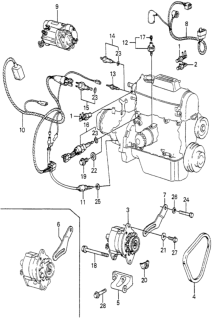 1981 Honda Prelude Belt, Alternator Diagram for 31110-689-003