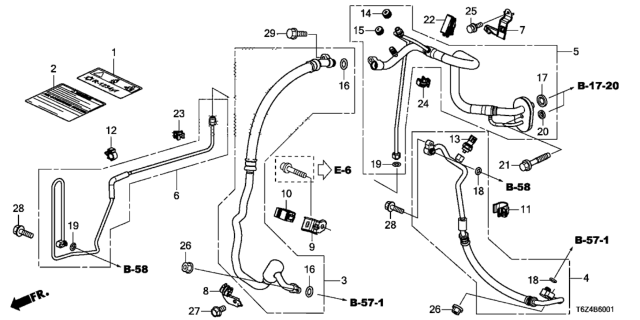 2020 Honda Ridgeline Stay B, Air Conditioner Pipe Diagram for 80362-TZ5-A00