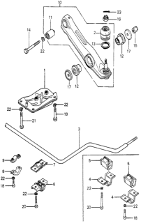 1981 Honda Prelude Front Lower Arm  - Stabilizer Diagram