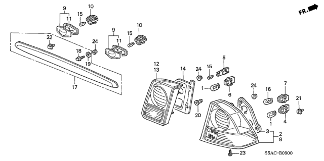 2005 Honda Civic Garnish Assembly, Rear License (Magnesium Metallic) Diagram for 74890-S5D-A11ZF