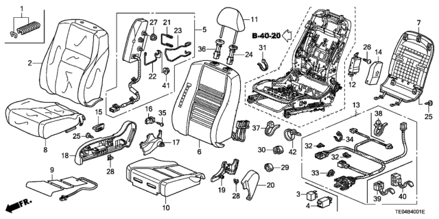 2010 Honda Accord Pad, R. FR. Seat-Back (With OPDS Sensor) Diagram for 81127-TE0-A01