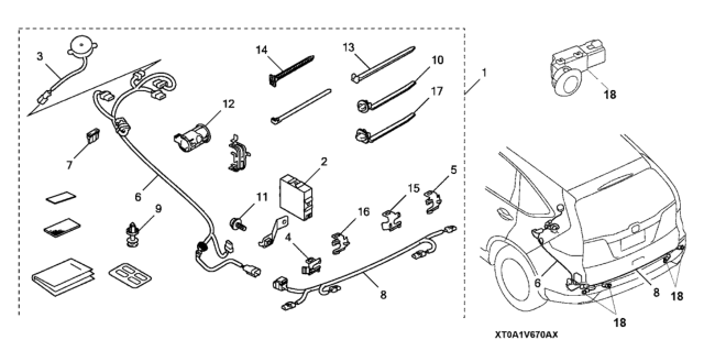 2015 Honda CR-V Back-Up Sensor & Attachment Kit Diagram