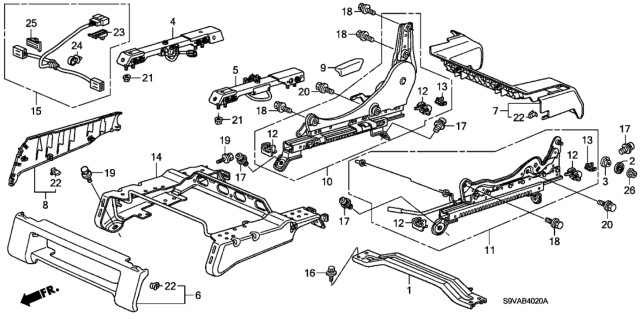 2008 Honda Pilot Front Seat Components (Passenger Side) Diagram