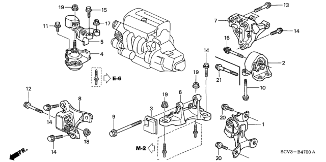 2006 Honda Element Damper, Transmission Mounting Bracket Dynamic (MT) Diagram for 50816-SCV-A02