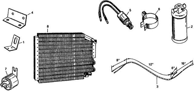 1975 Honda Civic A/C Air Conditioner - Receiver Diagram