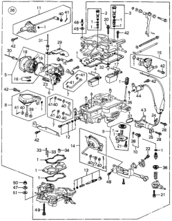 1981 Honda Civic Carburetor Assembly Diagram for 16100-PA6-674