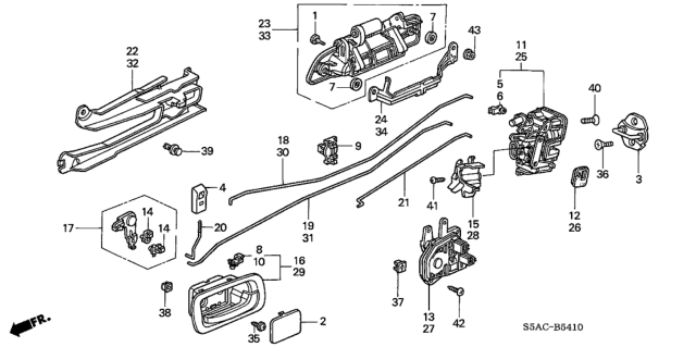 2005 Honda Civic Lock Assembly, Right Rear Door (Power) Diagram for 72610-S5A-A11