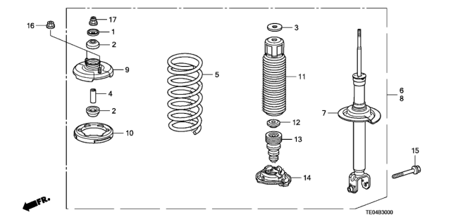 2011 Honda Accord Shock Absorber Assembly, Left Rear Diagram for 52620-TE0-A03