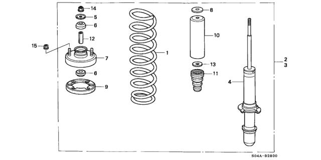 2000 Honda Civic Shock Absorber Unit, Front Diagram for 51605-S04-J01