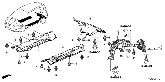 2013 Honda Fit EV Fender, R. RR. (Inner) Diagram for 74552-TX9-A01