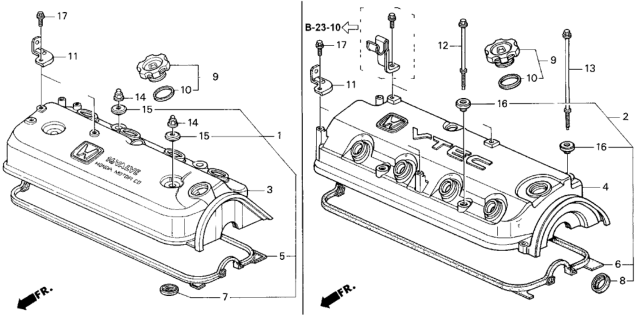 1994 Honda Accord Cover, Cylinder Head Diagram for 12310-PT3-010
