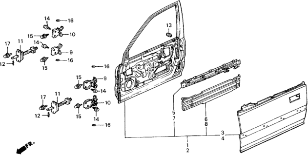 1989 Honda Civic Panel, L. FR. Door Diagram for 67050-SH5-A01ZZ