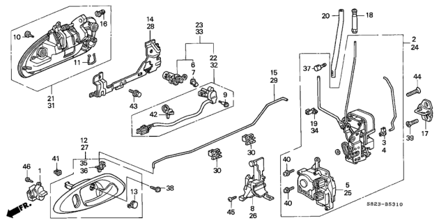 2002 Honda Accord Cylinder, Driver Side Door Diagram for 72185-S82-A21