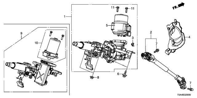 2018 Honda Fit Column, Steering Diagram for 53211-T5P-L11