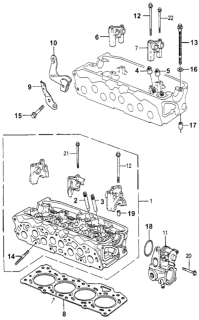 1983 Honda Accord Cylinder Head Assembly Diagram for 12100-PC1-010