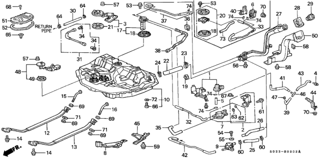 1999 Honda Civic Hose, Fuel Tank Return Diagram for 17704-S04-A30