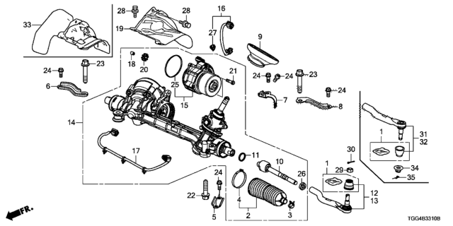 2020 Honda Civic Rack End Comp Diagram for 53610-TMB-H01
