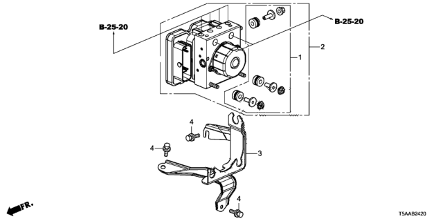 2019 Honda Fit Modulator Assembly, Vsa (Rewritable) Diagram for 57111-T5R-L31