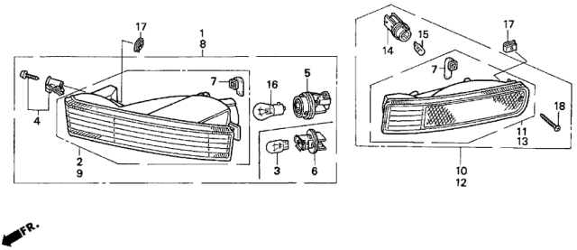 1996 Honda Prelude Light Assembly, Right Front Side Marker Diagram for 33800-SS0-A02