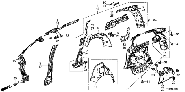 2020 Honda Odyssey Panel, R. RR. Inside Diagram for 64300-THR-326ZZ