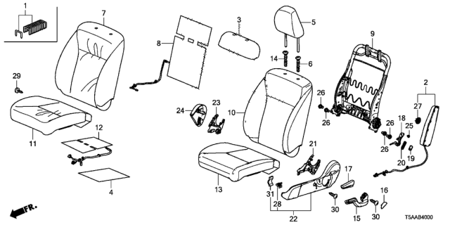 2020 Honda Fit Heater, Left Front Seat Cushion Diagram for 81534-T5R-A01