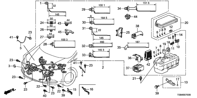 2015 Honda Civic Harn, Engine Room Diagram for 32200-TS8-A43