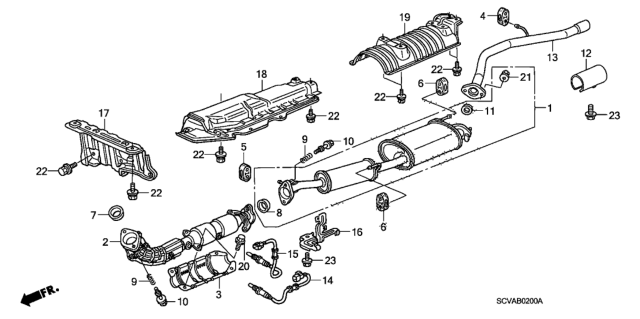 2009 Honda Element Exhaust Pipe - Muffler Diagram