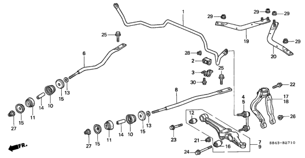1999 Honda Accord Bar, L. FR. Strut Diagram for 74185-S84-A00