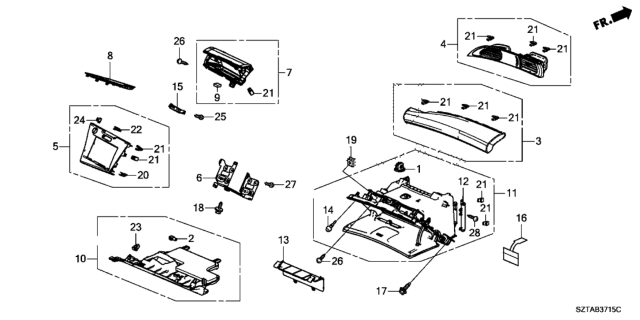 2013 Honda CR-Z Instrument Panel Garnish (Passenger Side) Diagram