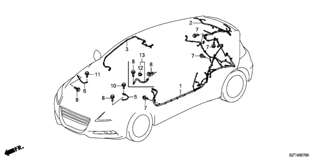 2011 Honda CR-Z Wire Harness (Driver Side) Diagram for 32107-SZT-A00
