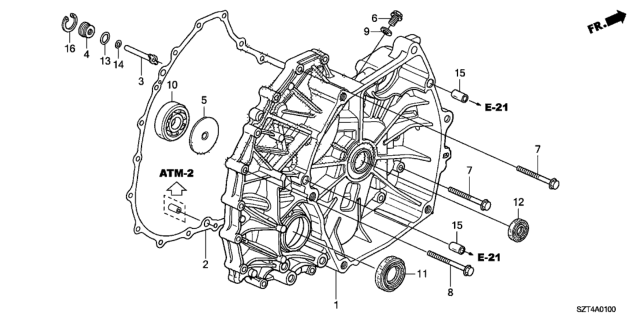 2012 Honda CR-Z CVT Flywheel Case Diagram